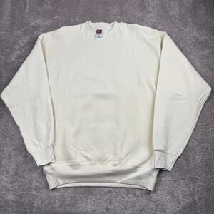 Vtg Fruit of the Loom Blank Cream Crewneck Sweatshirt Pullover Size XL
